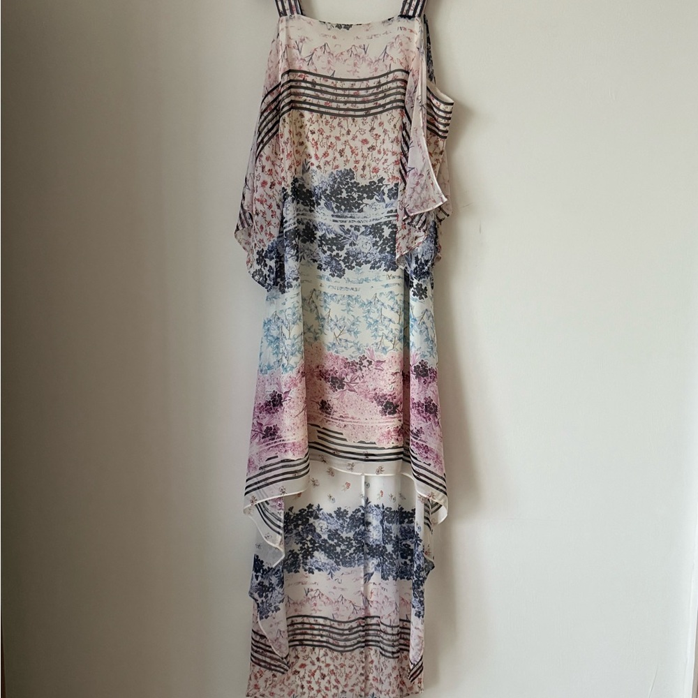 BCBGMaxAzria High Low Dress in Pink and Blue Floral